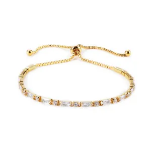 Ivy Radiant & Round CZ Gold Tennis Bolo Bracelet