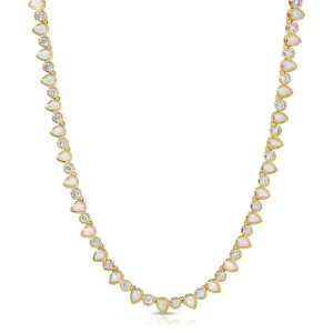 Jn360w Opal Teardrop Tennis Necklace