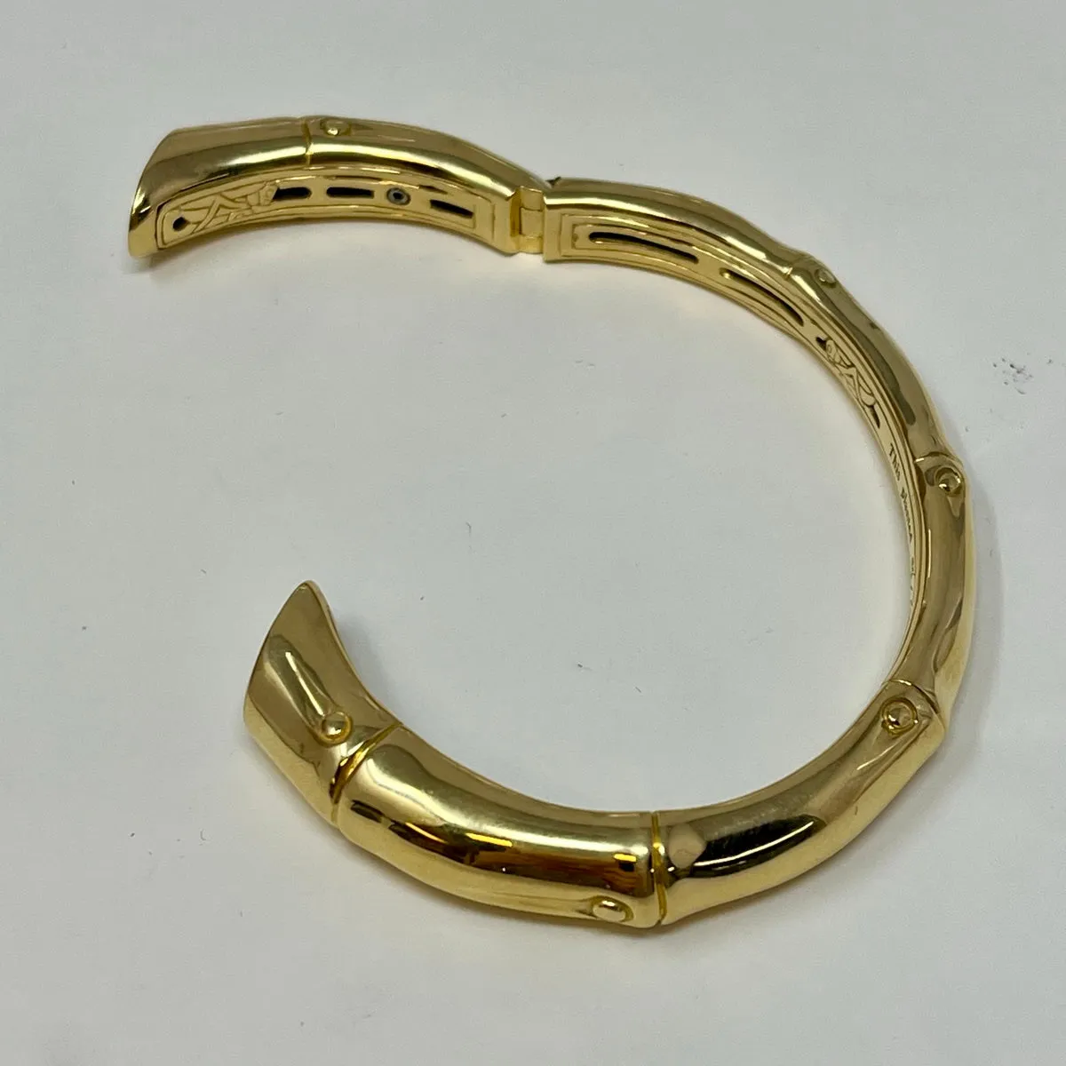 John Hardy 18K Gold Bamboo Cuff Bracelet with Diamond Caps