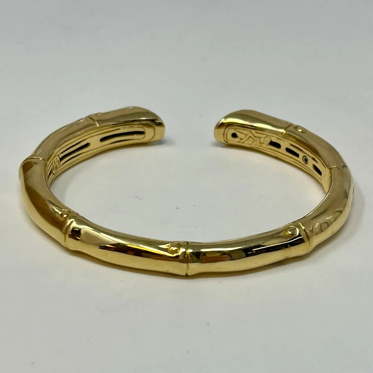 John Hardy 18K Gold Bamboo Cuff Bracelet with Diamond Caps