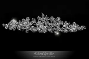 Judith Floral Cluster Silver Tiara | Swarovski Crystal