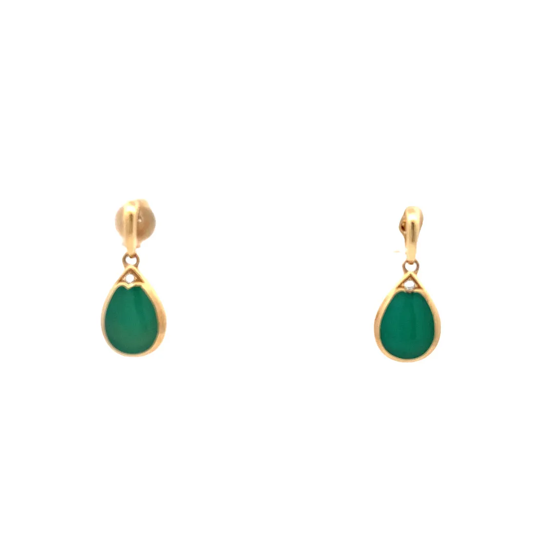 Kabana Yellow Gold Chrysoprase Drop Earrings GECF216CP