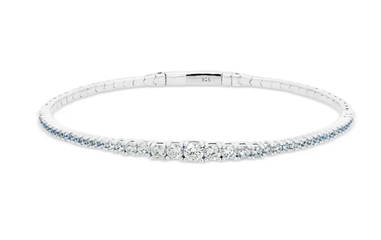 Kelly Waters Platinum Finish Graduating CZ Tennis Bangle Bracelet (SI6009)