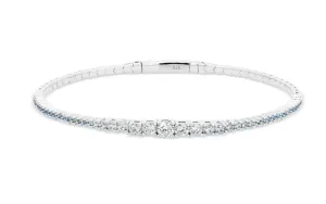 Kelly Waters Platinum Finish Graduating CZ Tennis Bangle Bracelet (SI6009)