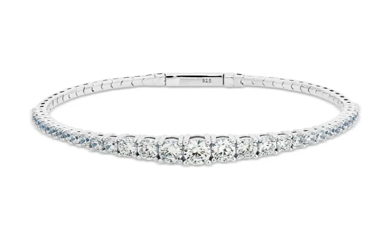 Kelly Waters Platinum Finish Graduating CZ Tennis Bangle Bracelet (SI6009)