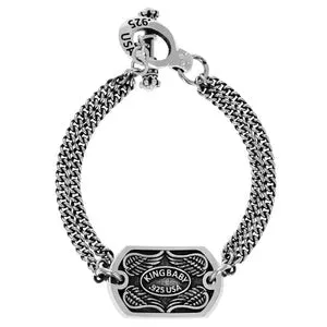 King Baby Sterling Silver St. Michael Double Curblink Chain Bracelet