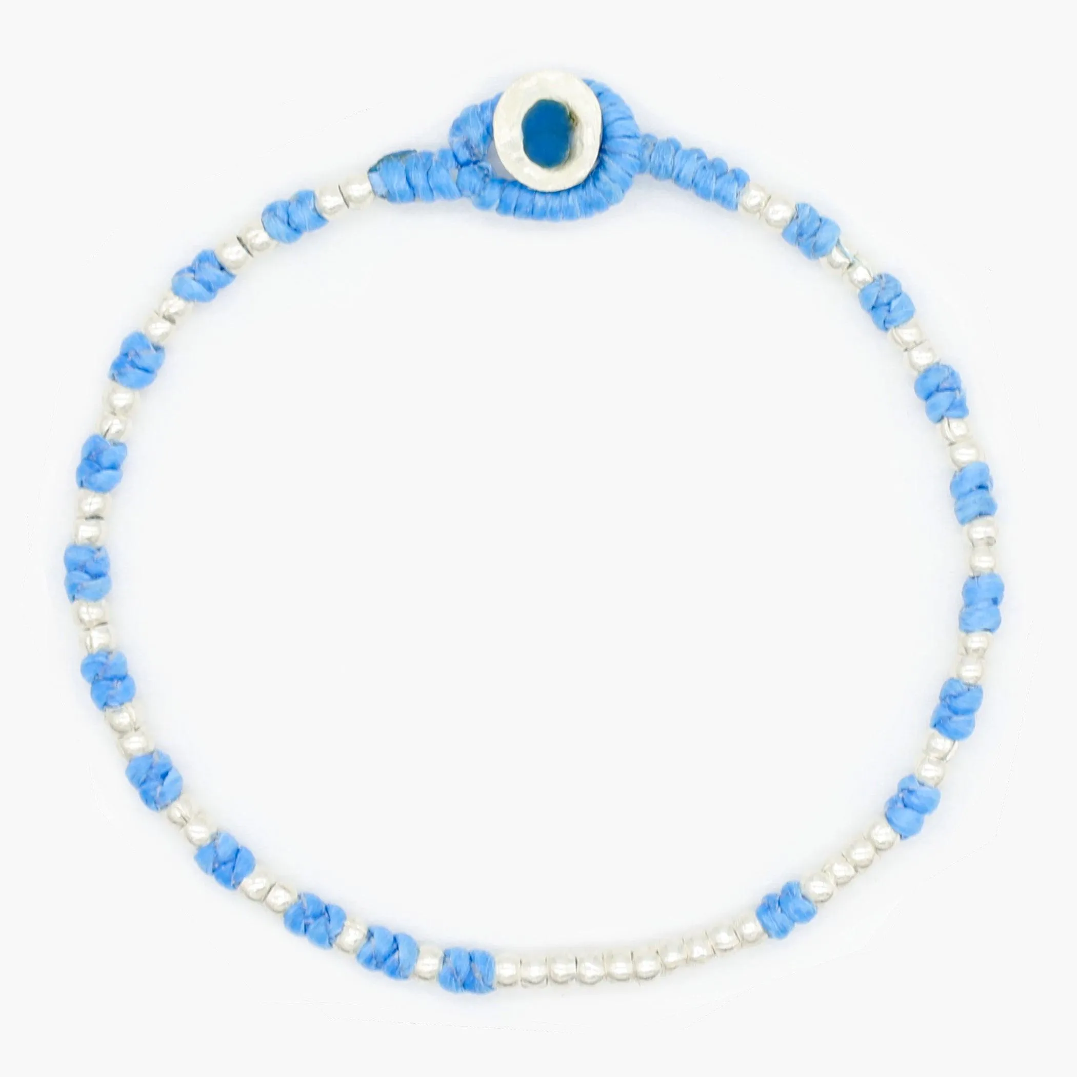 Knot Silver Beads Bracelet (Santorini Blue)