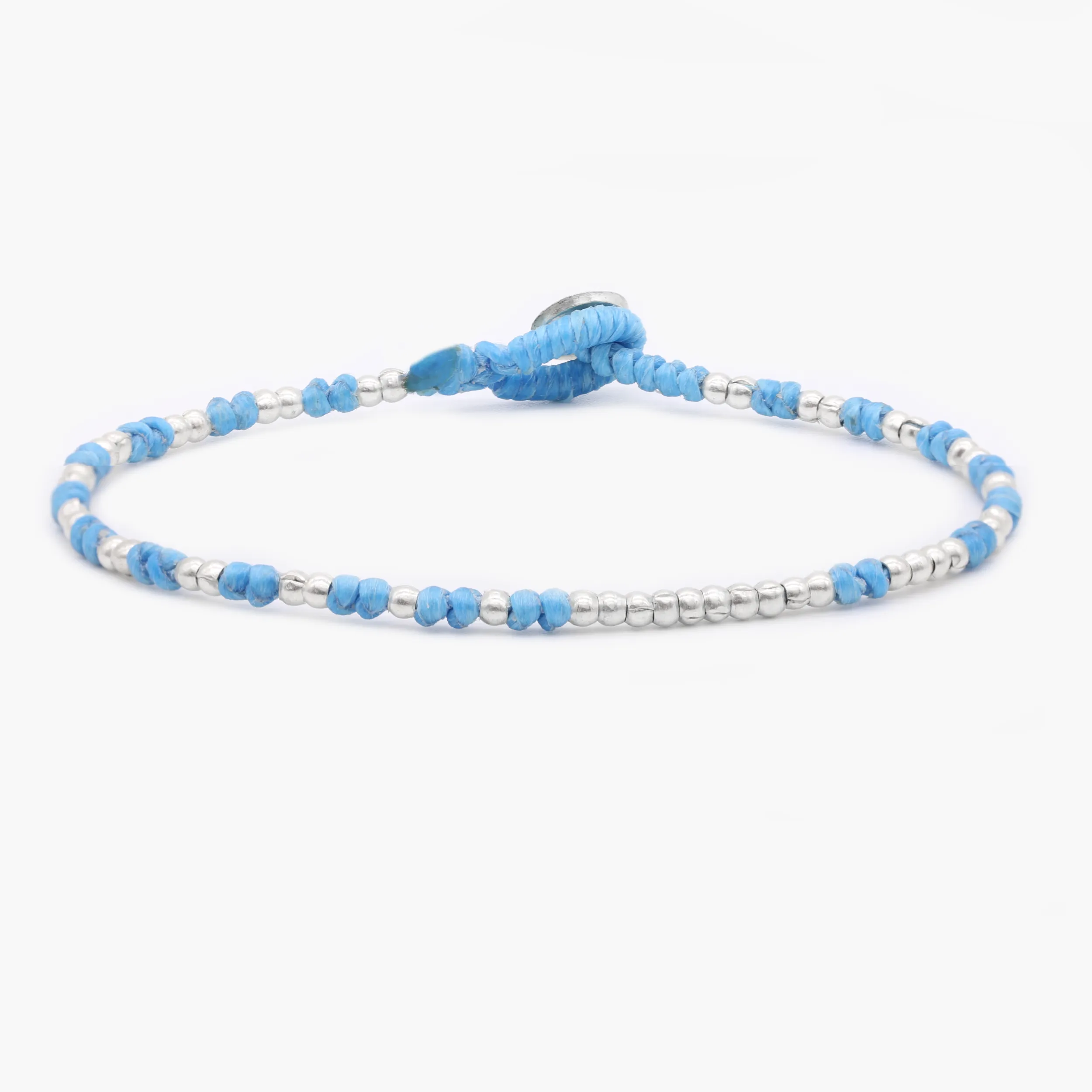 Knot Silver Beads Bracelet (Santorini Blue)