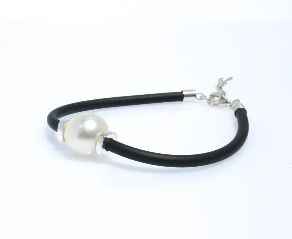 Lara Pearl Silver Detail Neoprene Bracelet