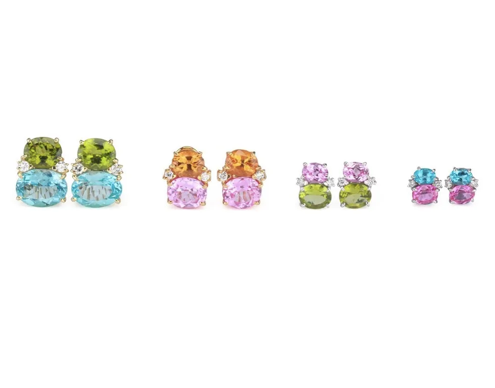 Large GUM DROP™ Earrings with Peridot and Pink Topaz and Diamonds