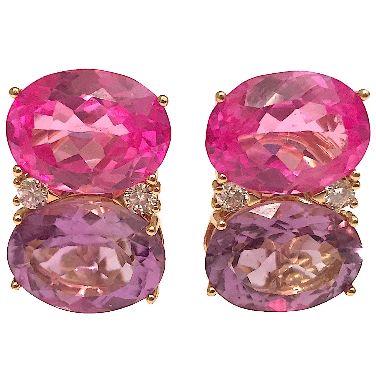 Large GUM DROP™ Earrings with Peridot and Pink Topaz and Diamonds