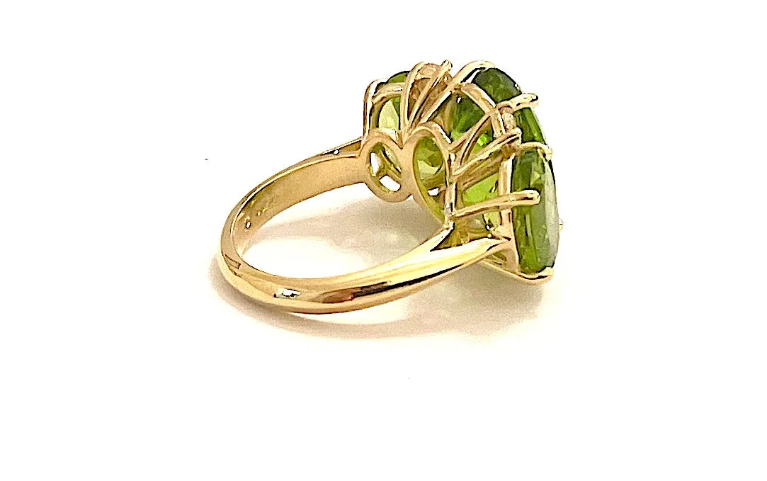 Large GUM DROP™ Ring with Pink Topaz Peridot and Diamonds