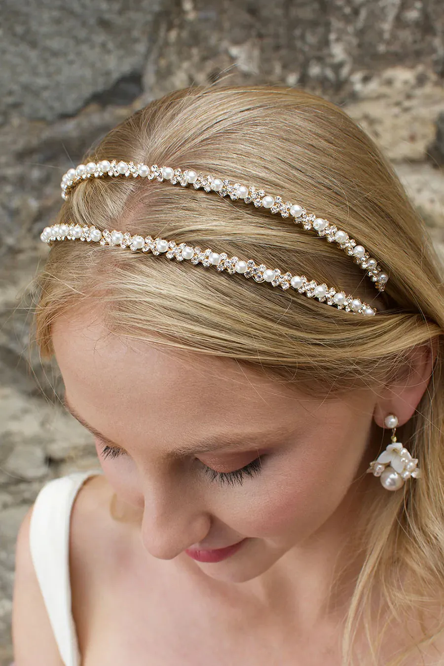 Lauren - Crystal & Pearl Bridal Double Headband