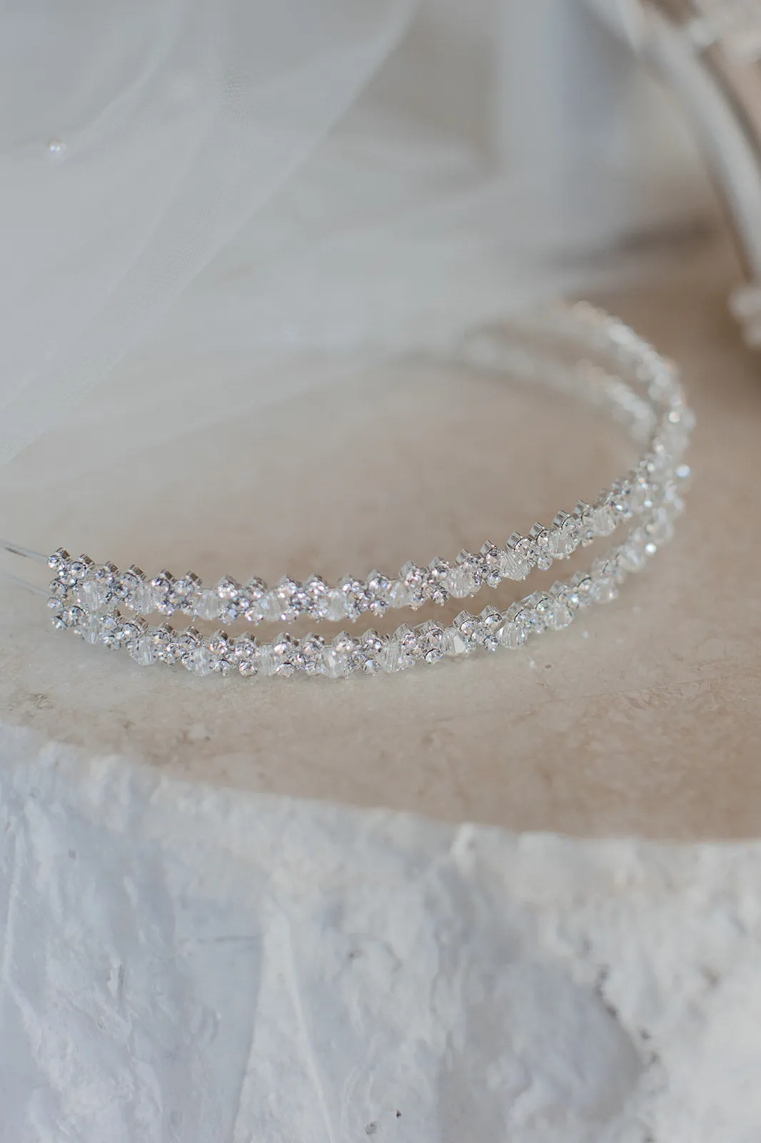 Lauren - Crystal & Pearl Bridal Double Headband