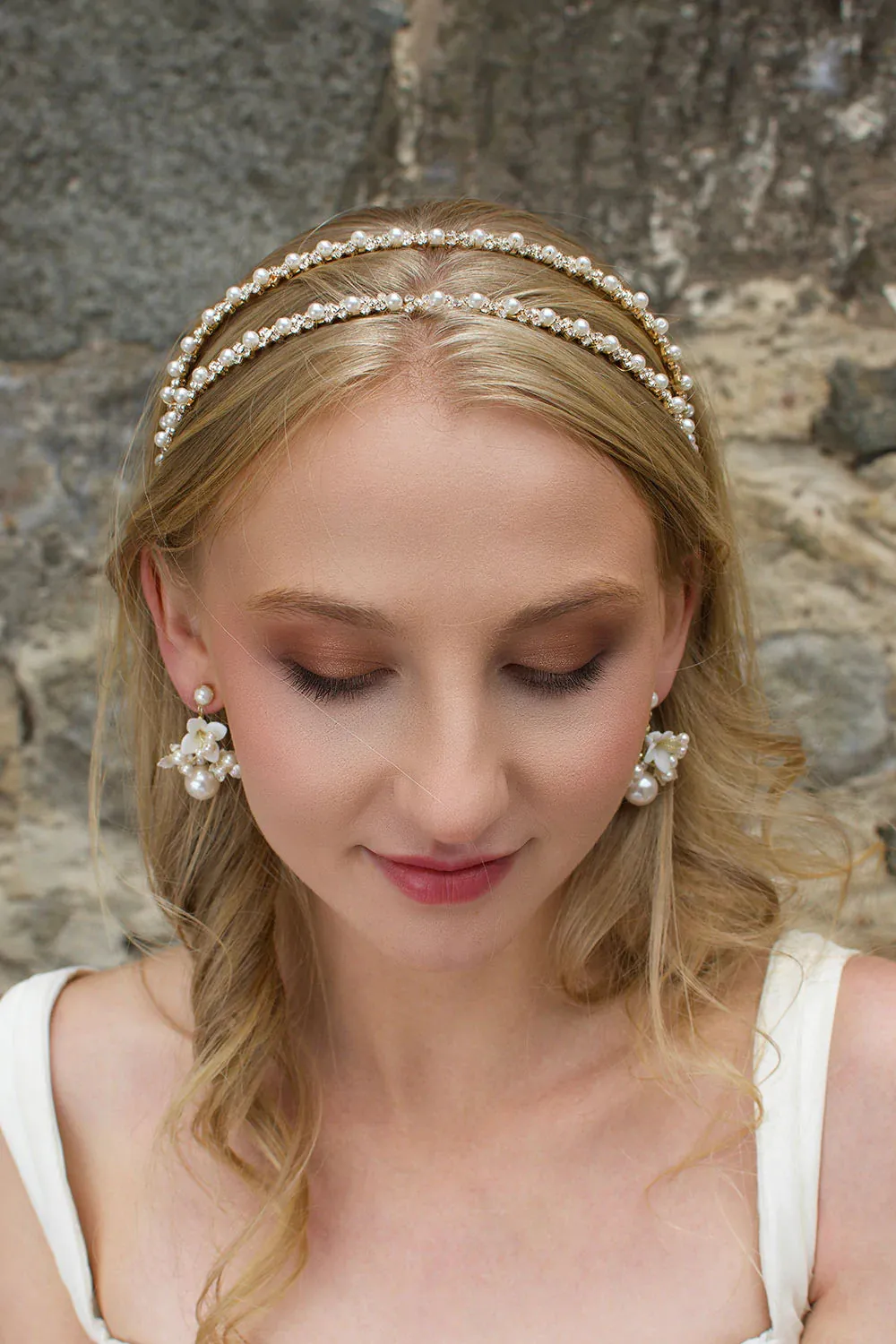 Lauren - Crystal & Pearl Bridal Double Headband