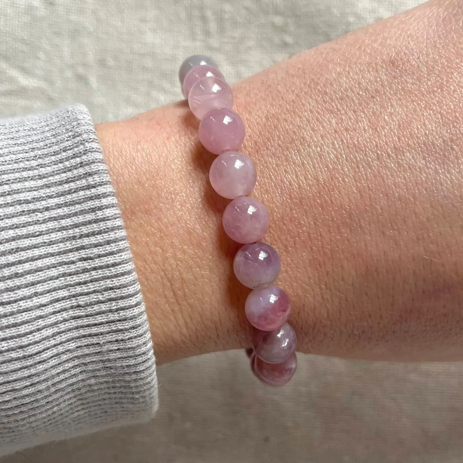 Lavender Rose Quartz 8mm Beaded Bracelet - Harmony