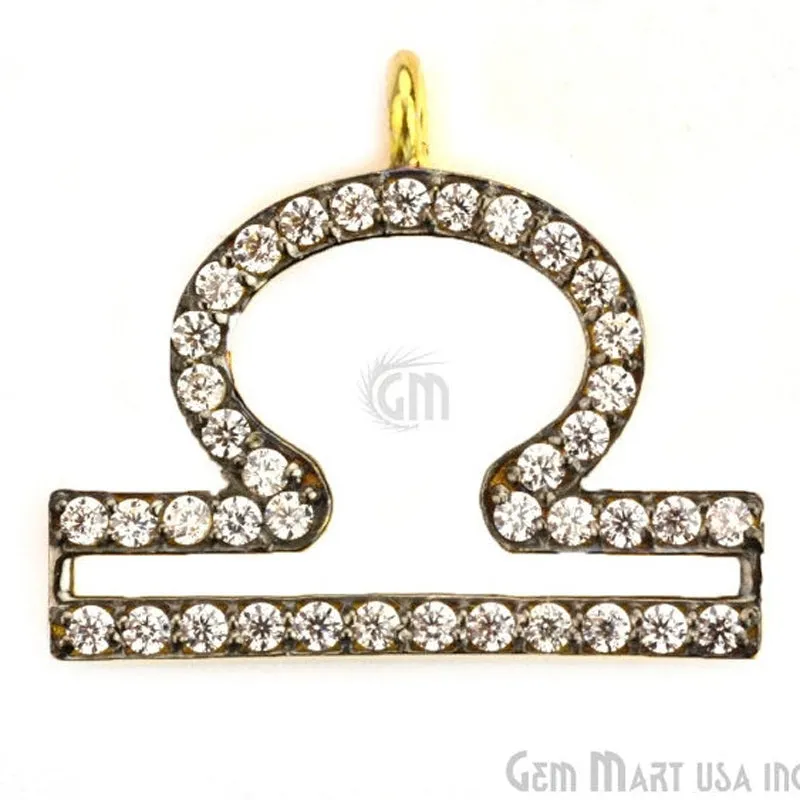 'Libra' CZ Pave Gold Vermeil Charm for Bracelet & Pendants