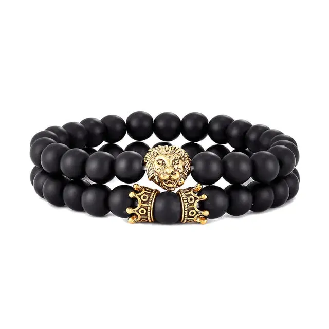 Lion Head Bracelet and Crown Bracelet set!