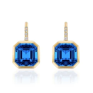 London Blue Topaz Earrings with Diamonds