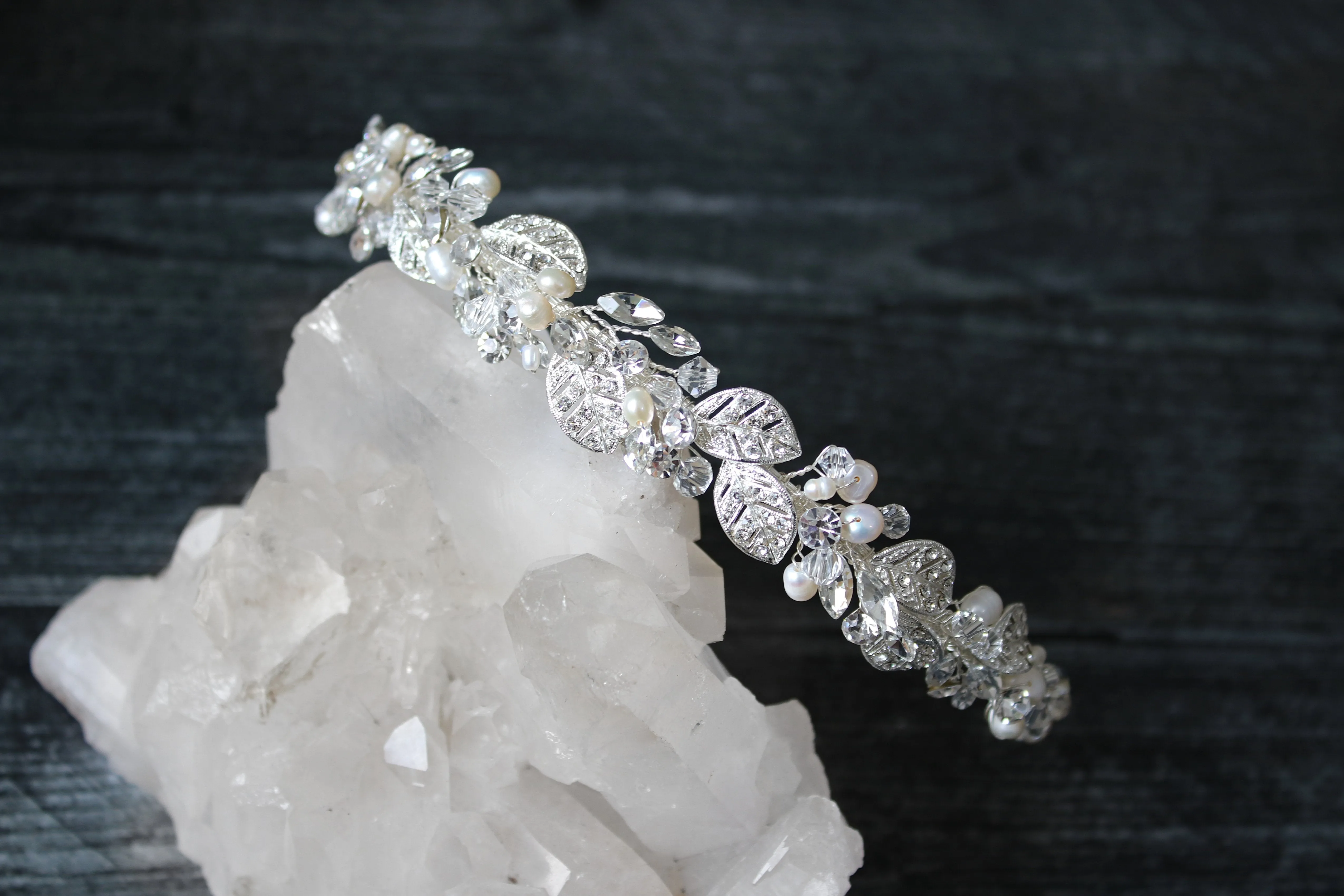 MAEVE Freshwater Pearl Bridal Crystal Headband