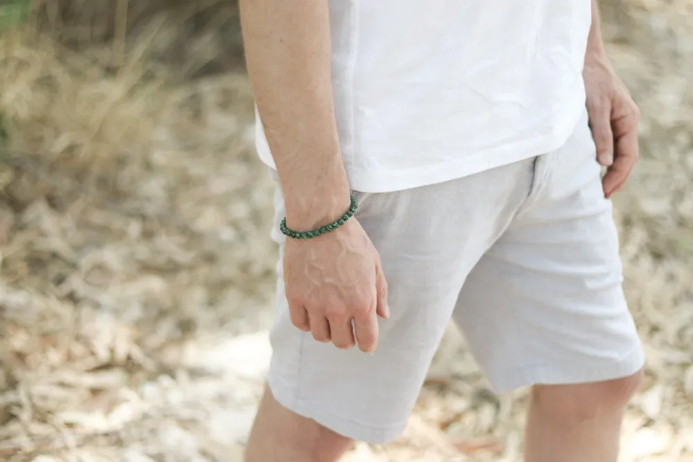 Malachite bracelet for men, green beaded bracelet, Healing stone, men's bracelet protection beads, 6mm beads, stretchable, gift for him, festival jewelry