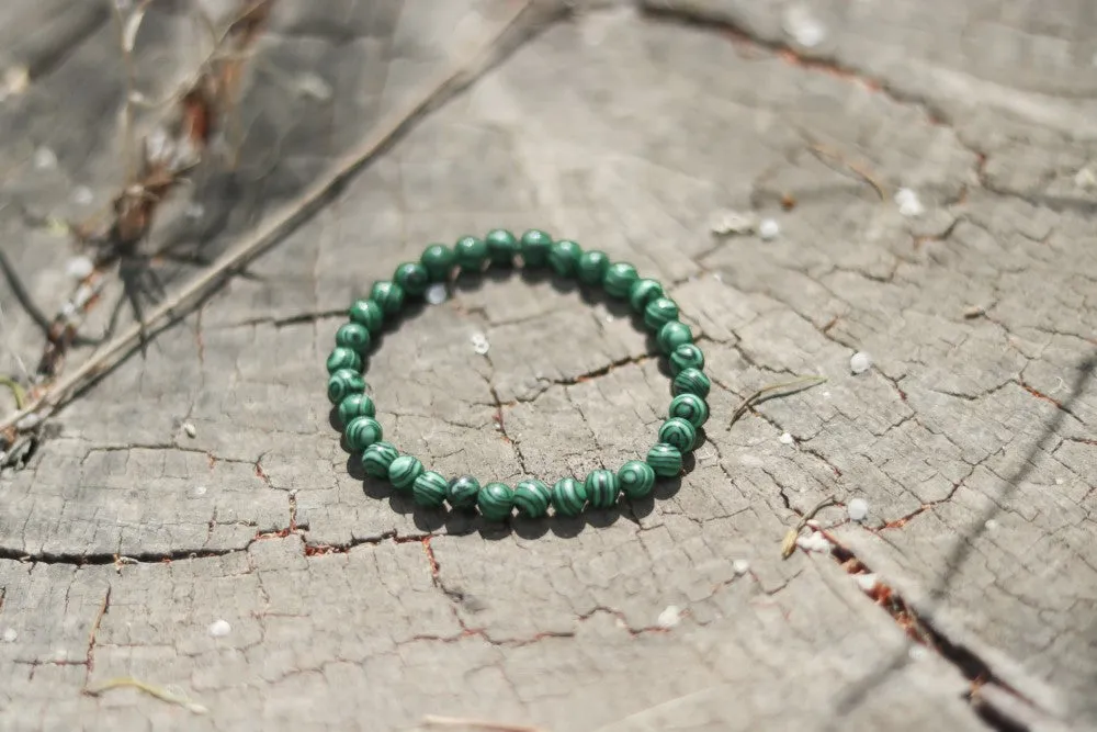 Malachite bracelet for men, green beaded bracelet, Healing stone, men's bracelet protection beads, 6mm beads, stretchable, gift for him, festival jewelry