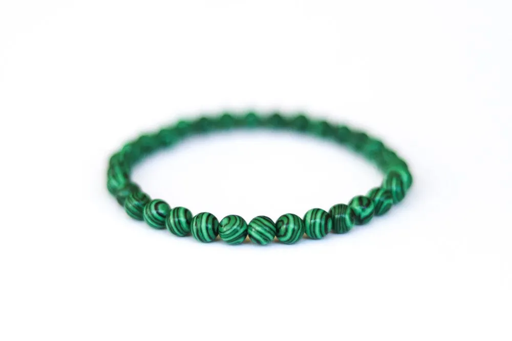 Malachite bracelet for men, green beaded bracelet, Healing stone, men's bracelet protection beads, 6mm beads, stretchable, gift for him, festival jewelry