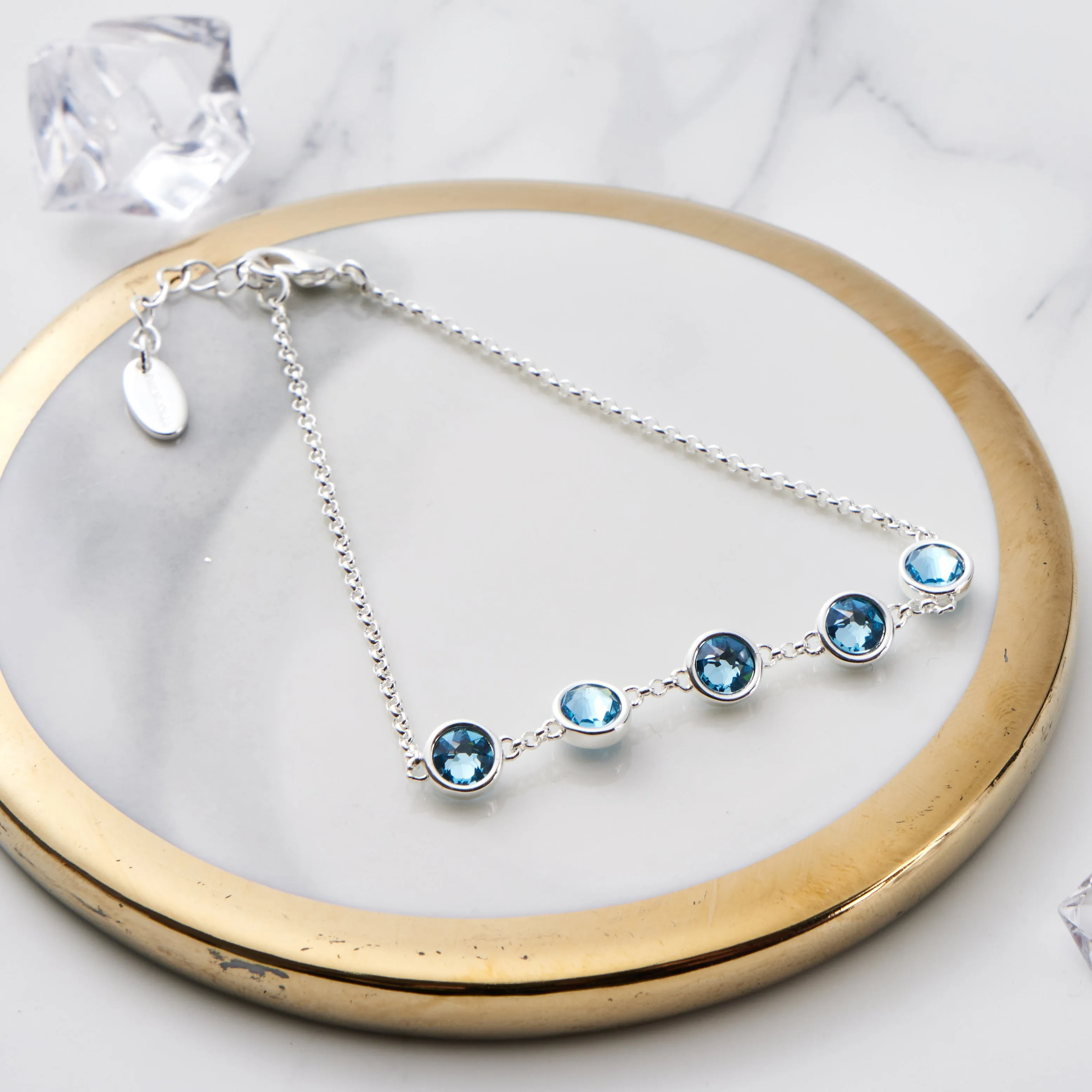 March Birthstone Bracelet Created with Aquamarine Zircondia® Crystals