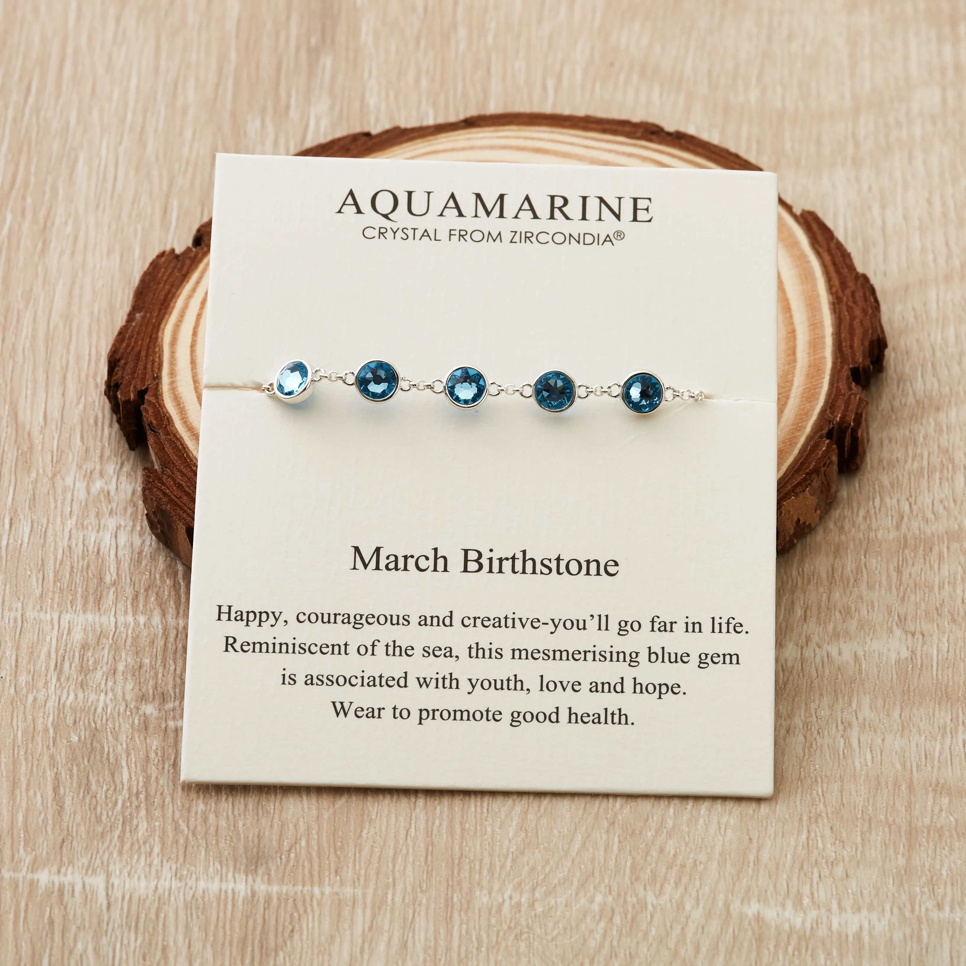 March Birthstone Bracelet Created with Aquamarine Zircondia® Crystals