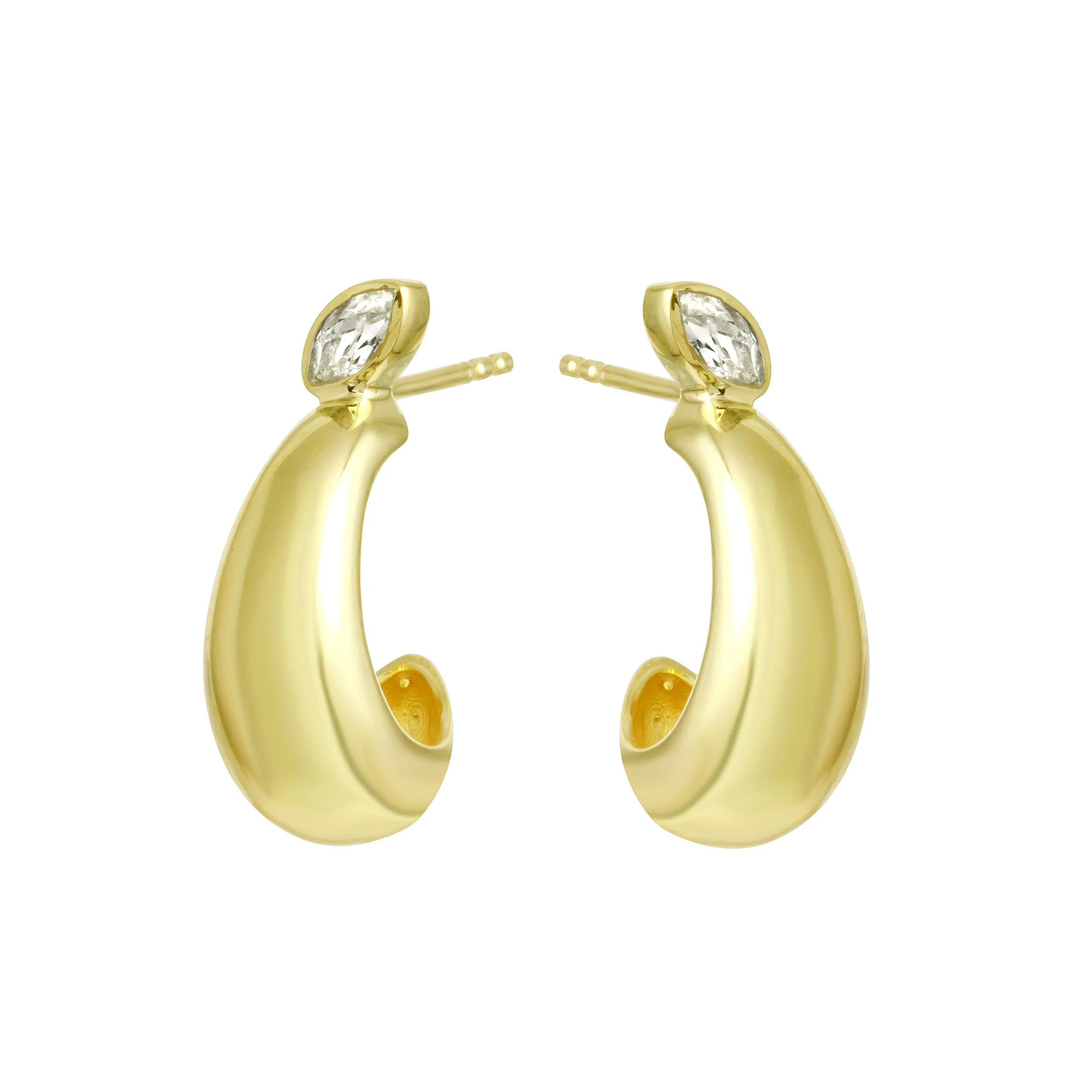 Marquise Gemstone Wide Hoop Earrings