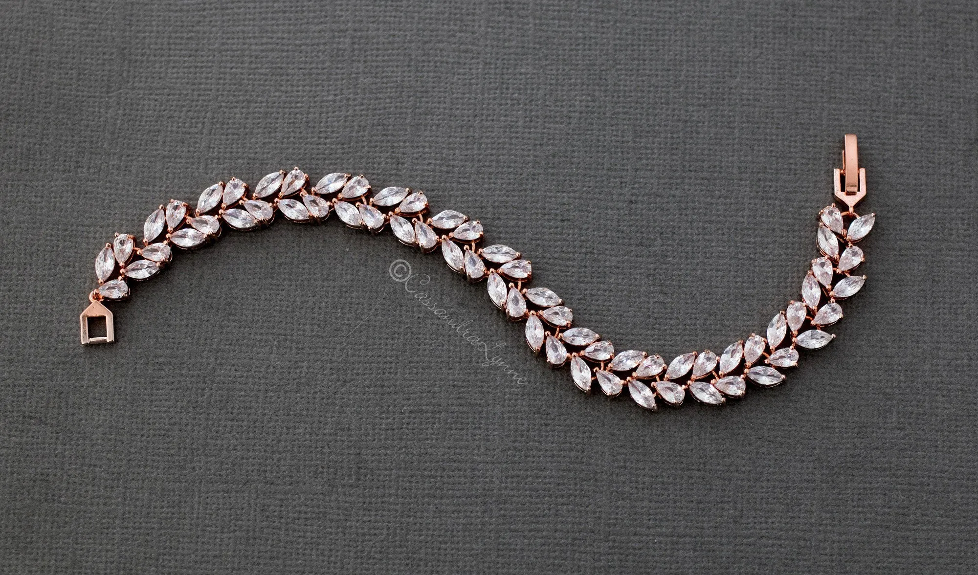 Marquise Leaf and Pear CZ Bracelet