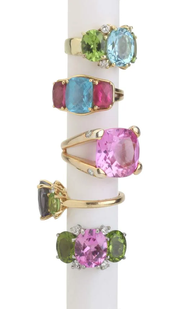 Mediium GUM DROP™ Ring with Pink Topaz and Peridot and Diamonds