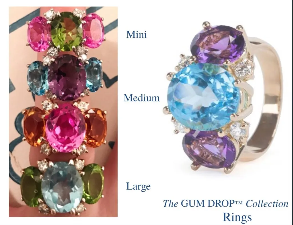 Mediium GUM DROP™ Ring with Pink Topaz and Peridot and Diamonds