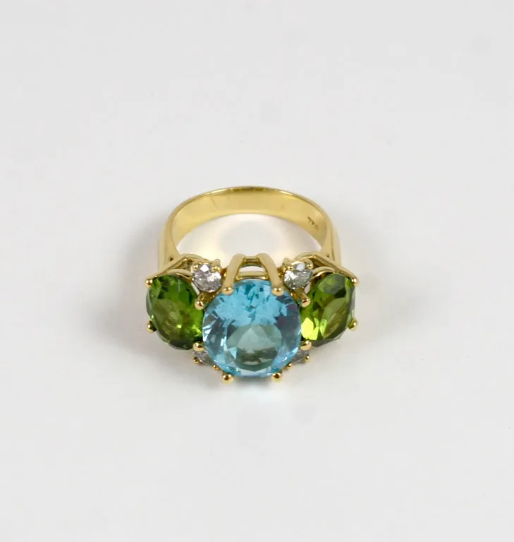 Mediium GUM DROP™ Ring with Pink Topaz and Peridot and Diamonds