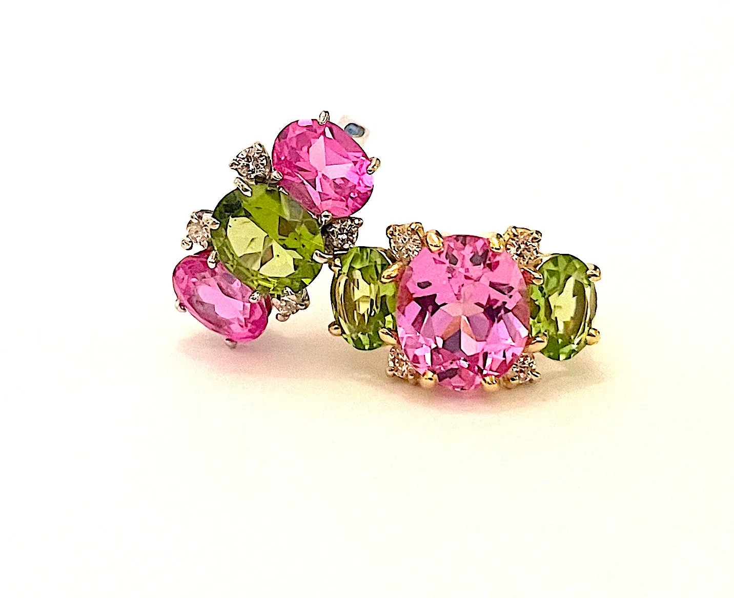 Mediium GUM DROP™ Ring with Pink Topaz and Peridot and Diamonds