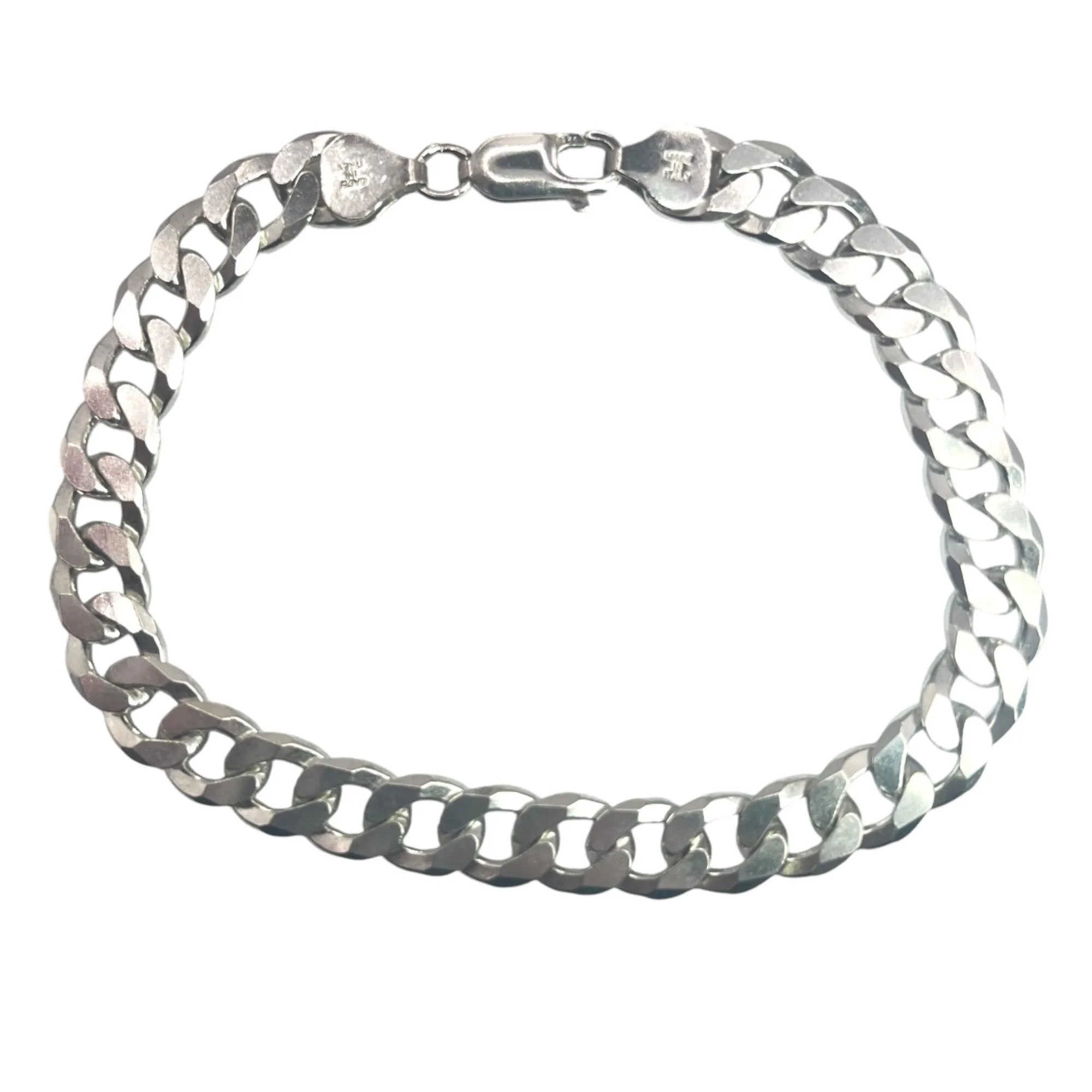 Milor 925 Sterling Silver Men's Curb Cuban Chain Bracelet 8 Inch 8mm Classic