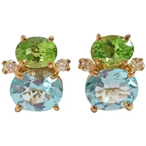 Mini GUM DROP™ Earrings with Peridot, Blue Topaz and Diamonds