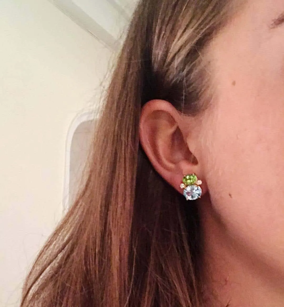 Mini GUM DROP™ Earrings with Peridot, Blue Topaz and Diamonds