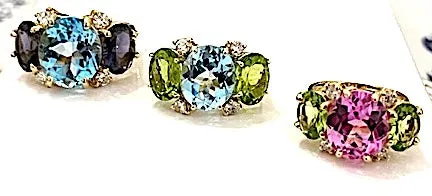 Mini GUM DROP™ Earrings with Peridot, Blue Topaz and Diamonds