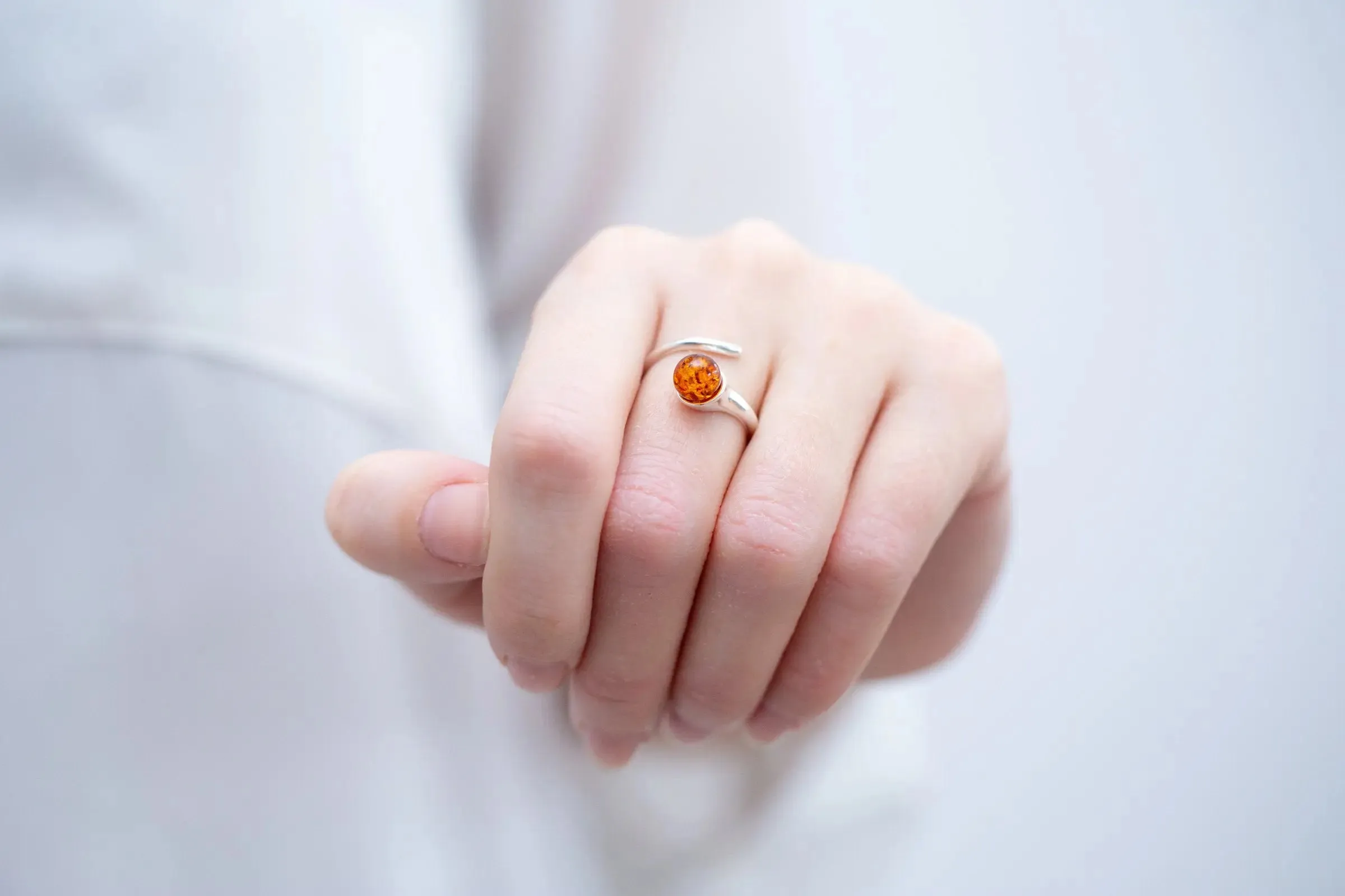 Minimal Amber Wrap Ring