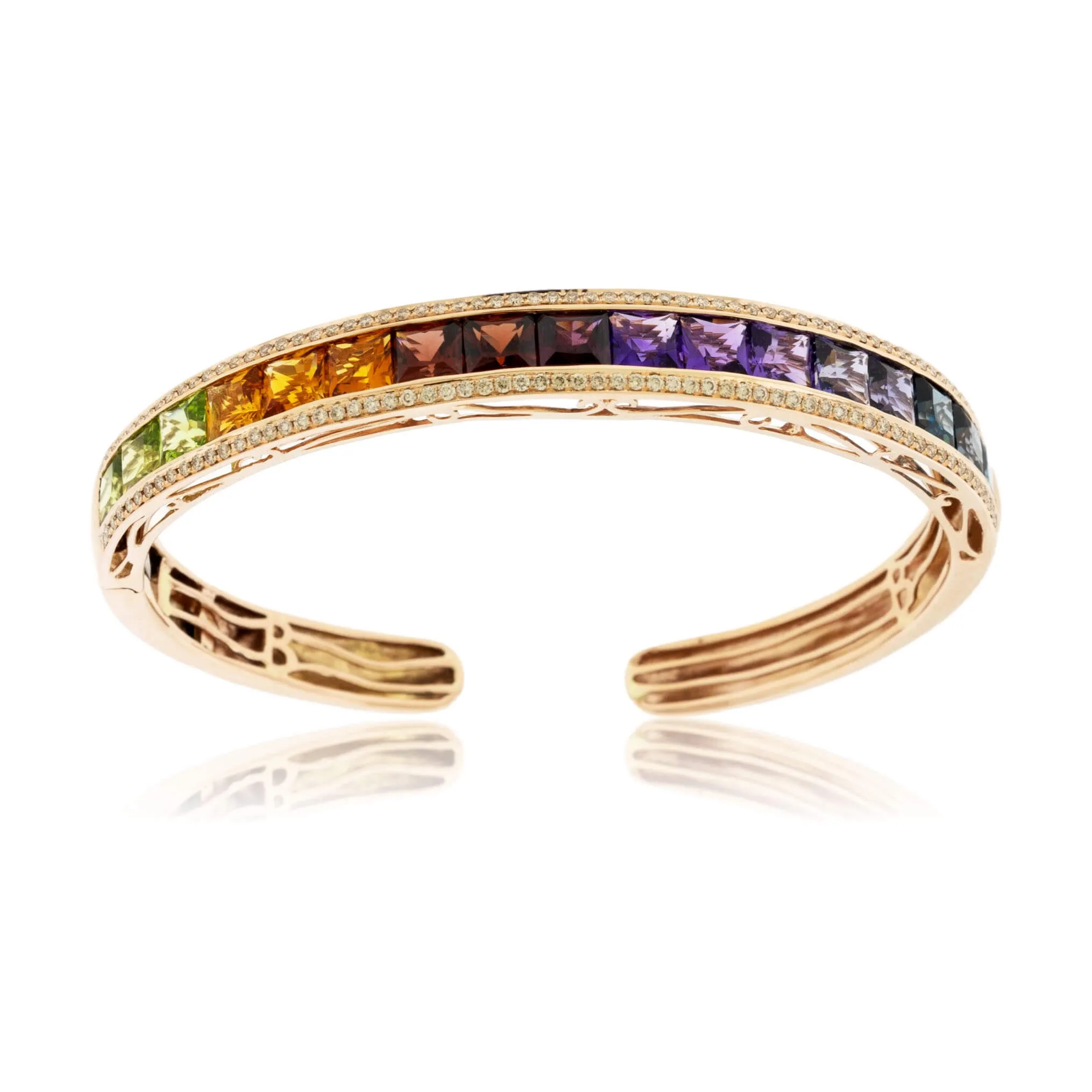 Mixed Gemstone & Diamond Flexing Bangle Bracelet