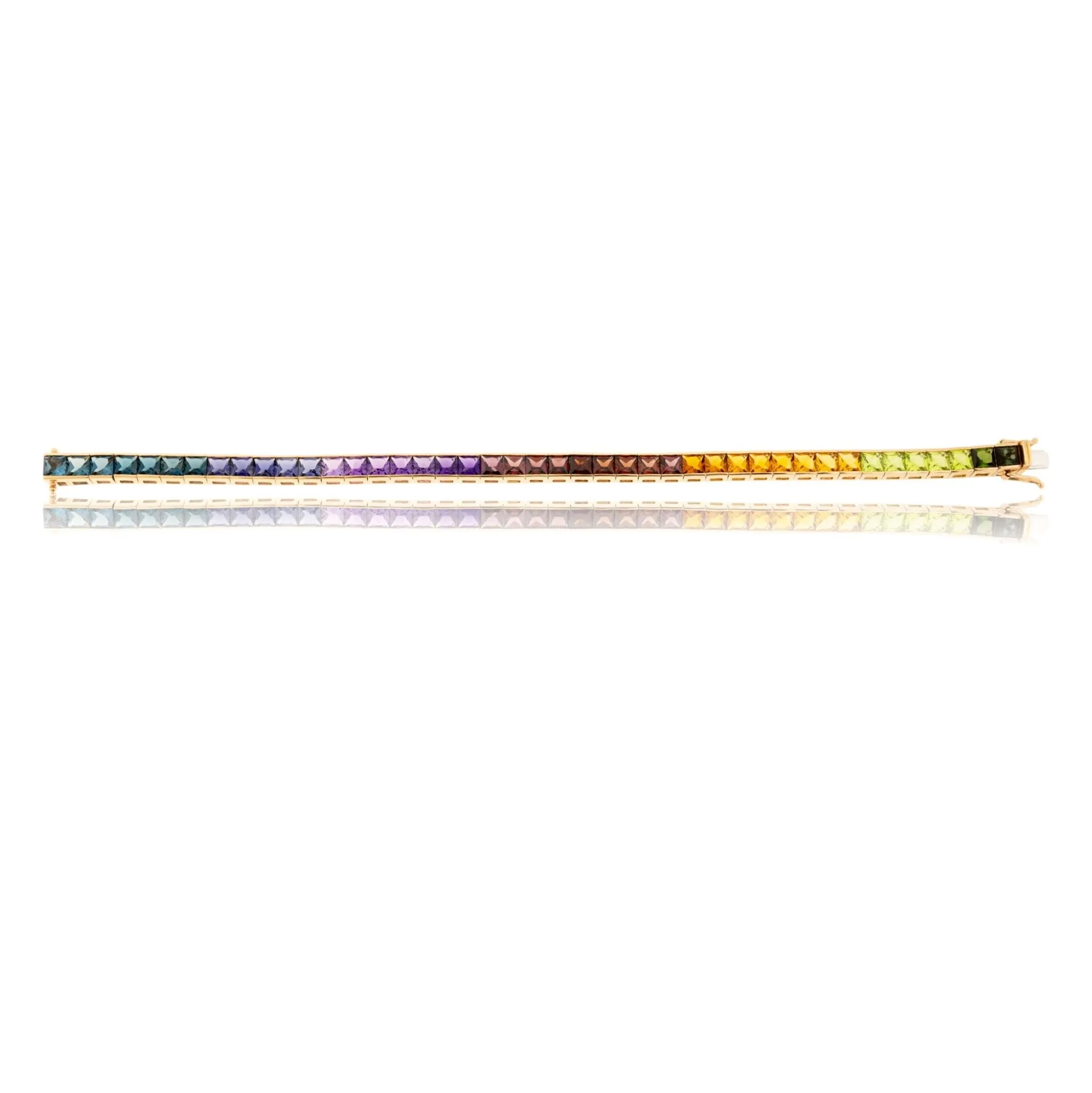 Mixed Gemstone Rainbow Tennis Style Bracelet