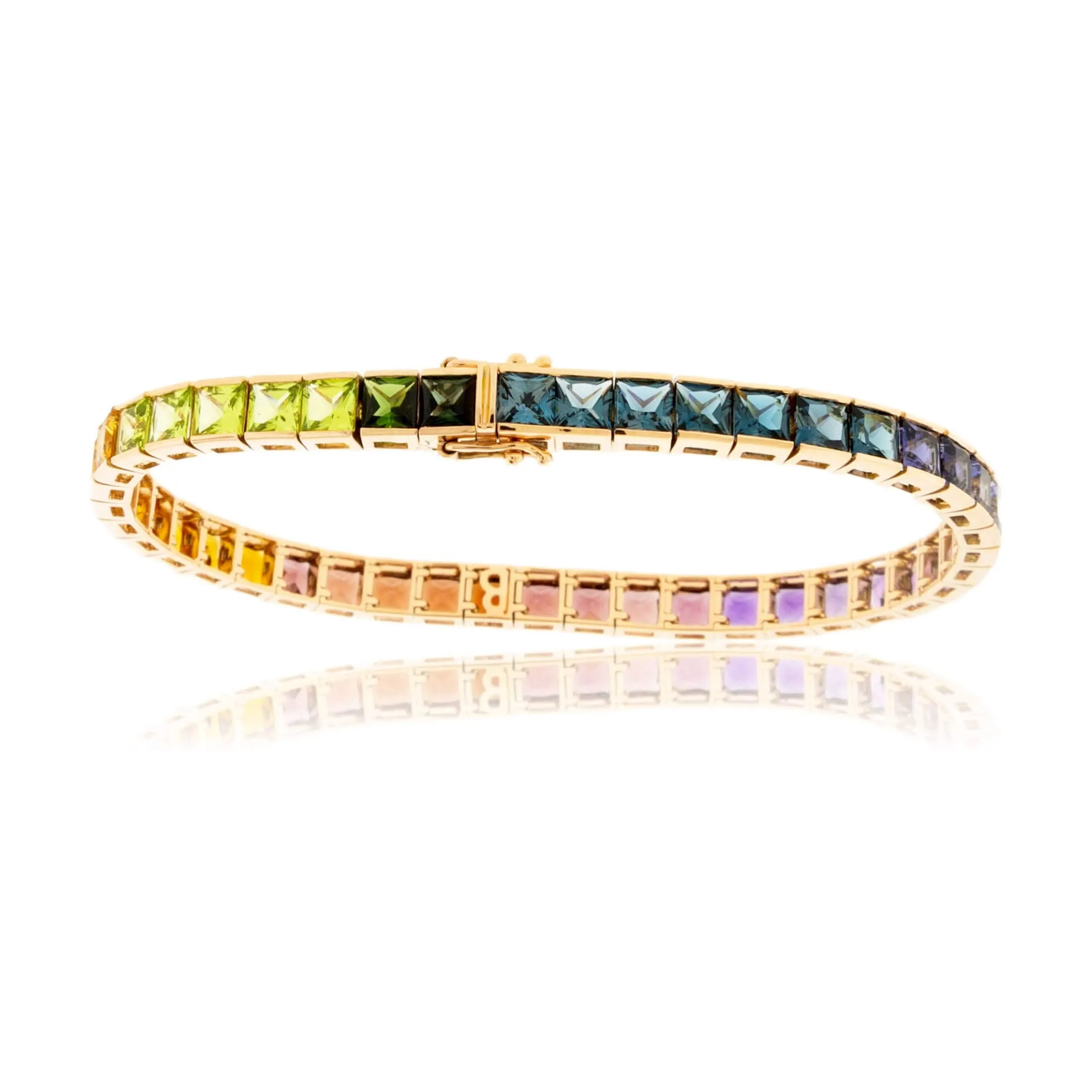 Mixed Gemstone Rainbow Tennis Style Bracelet