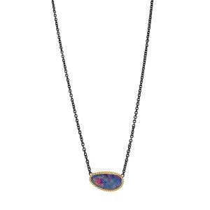 Mixed Metal Australian Opal Doublet Necklace - "Makana"