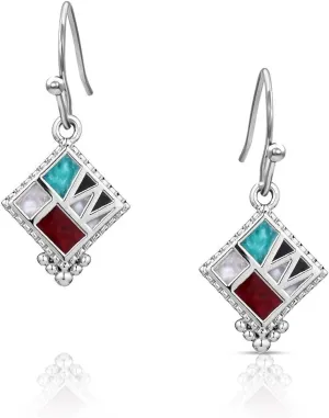 Montana Silversmiths Southwestern Flare Four Corner Mosaic Hypoallergenic French Wire Earrings