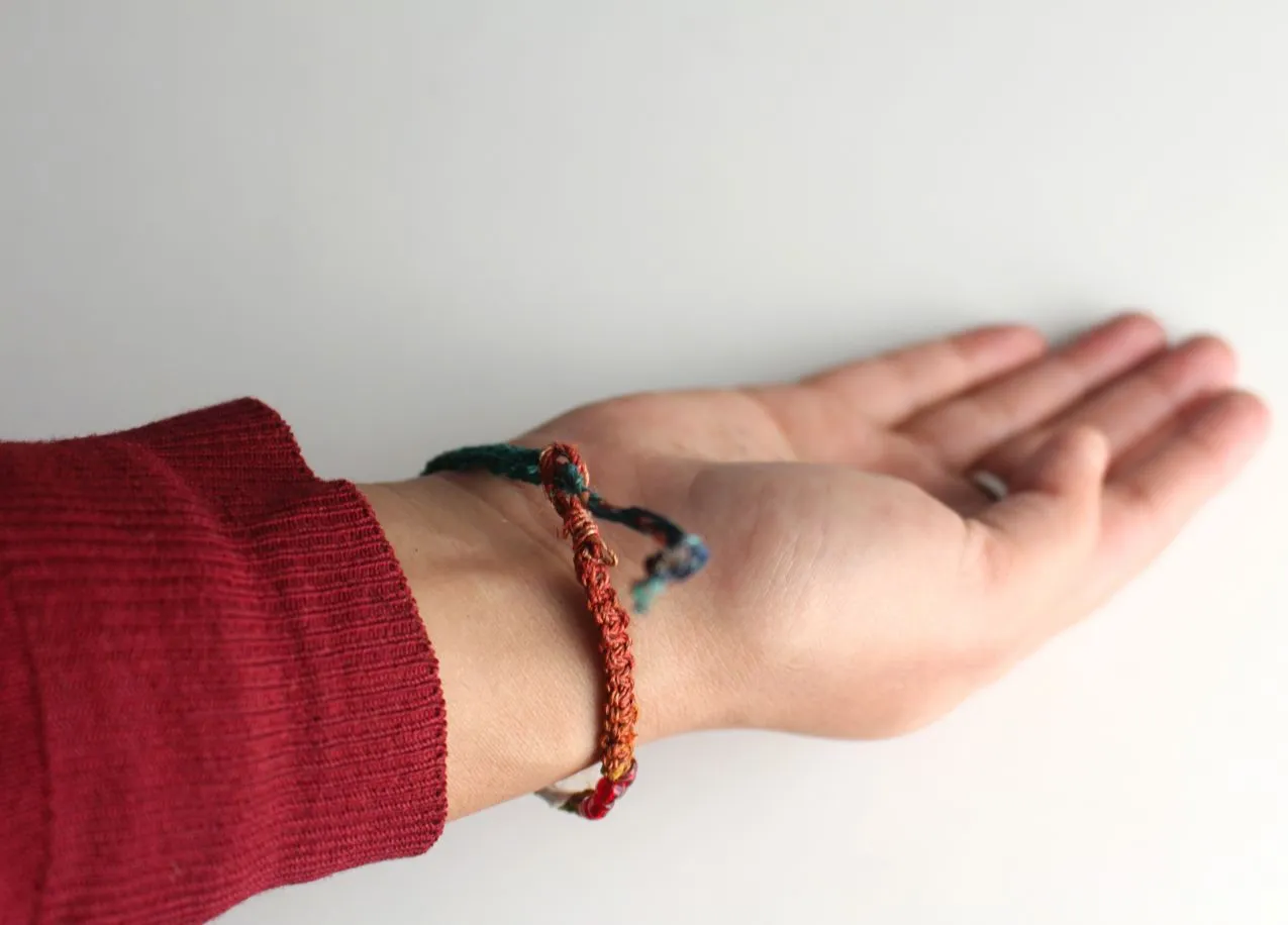 Multi Color Glass Beads Hemp Bracelet