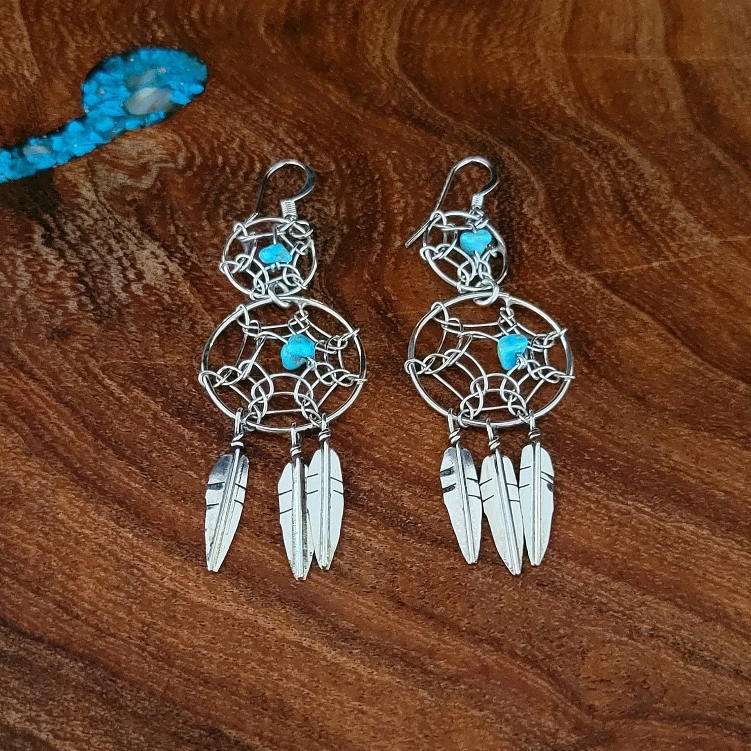 Navajo Made Double Dream Catcher Earrings BB-ERN-0019