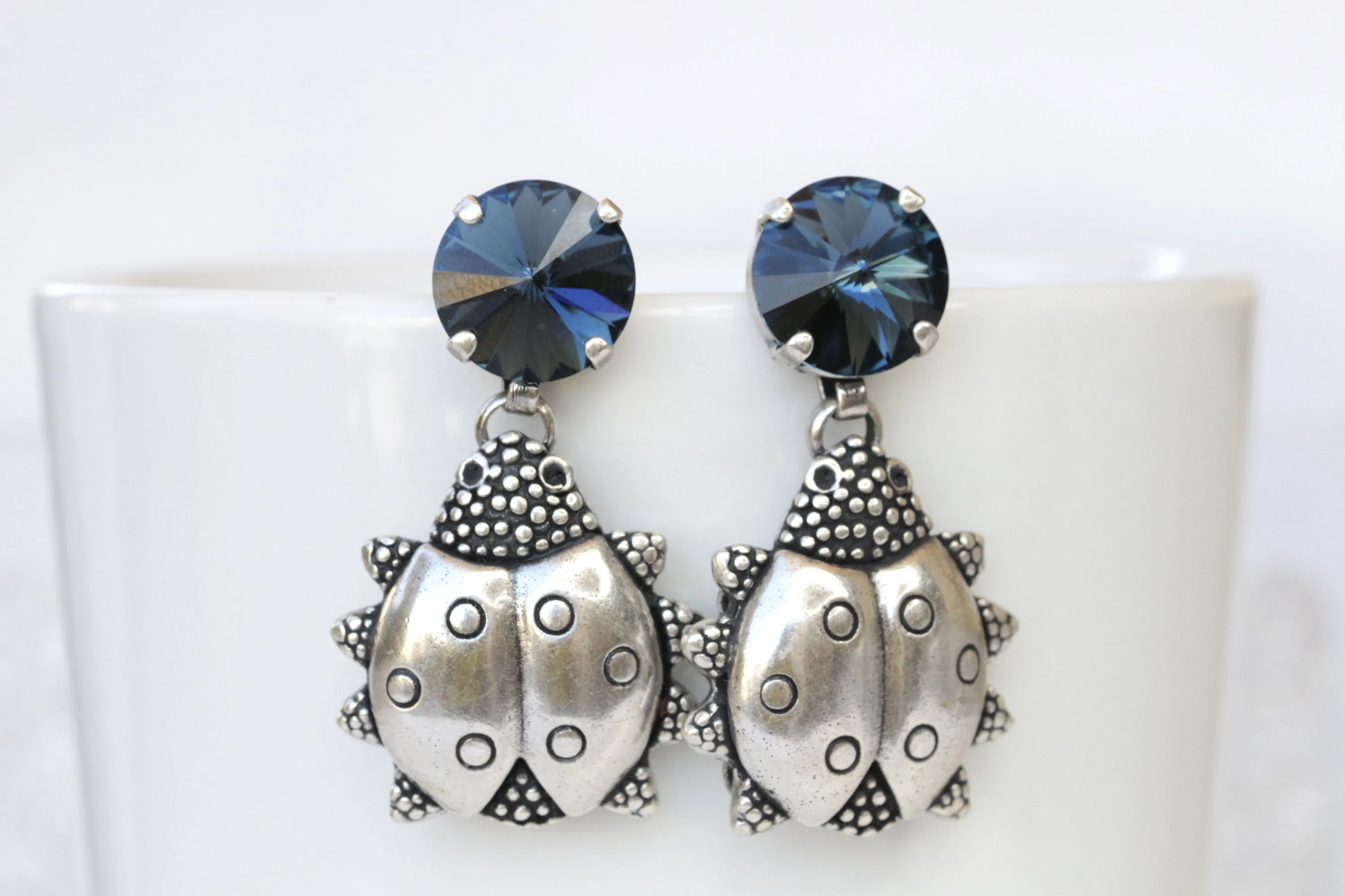 Navy Blue Dangle Earrings