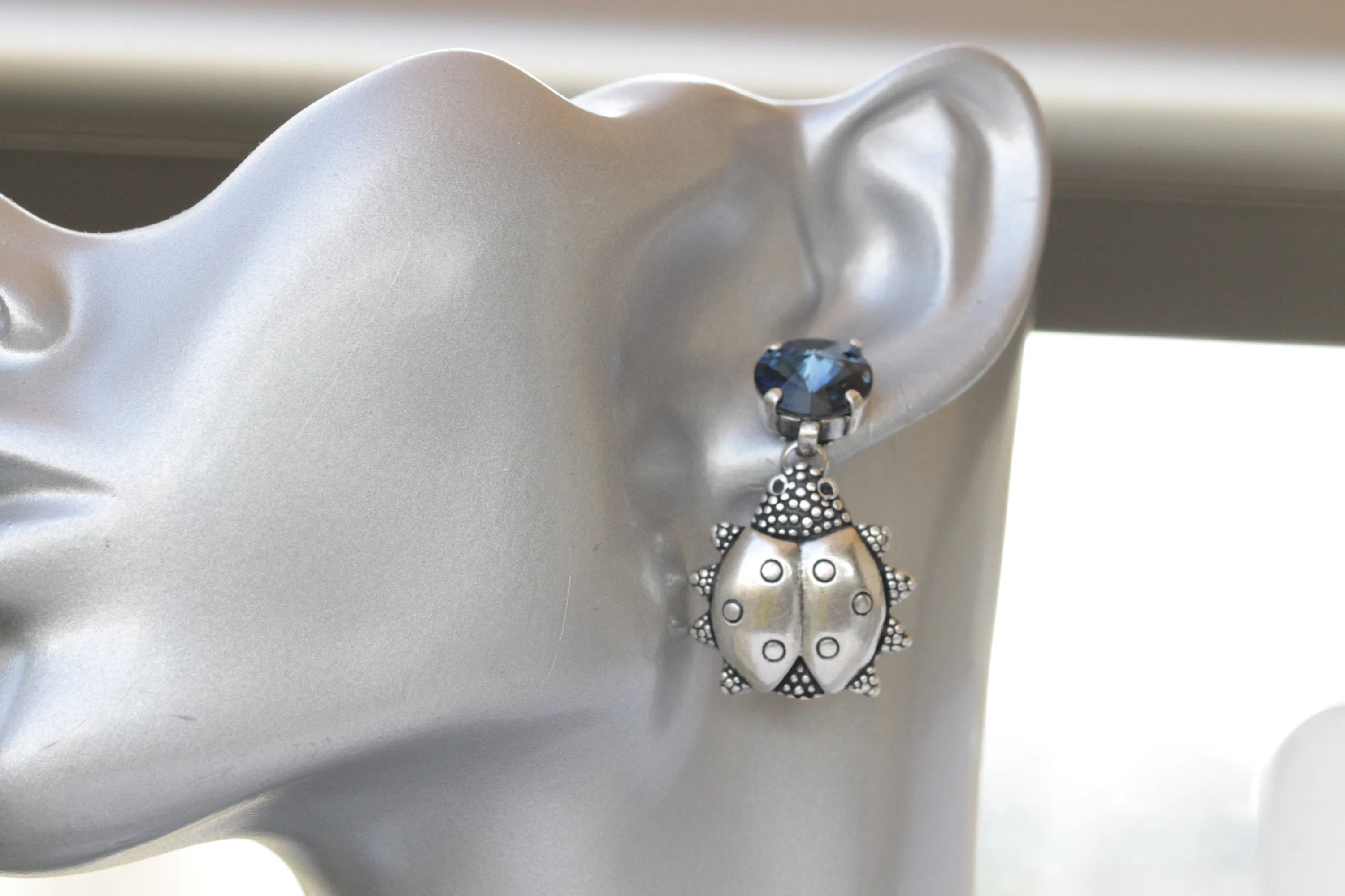 Navy Blue Dangle Earrings