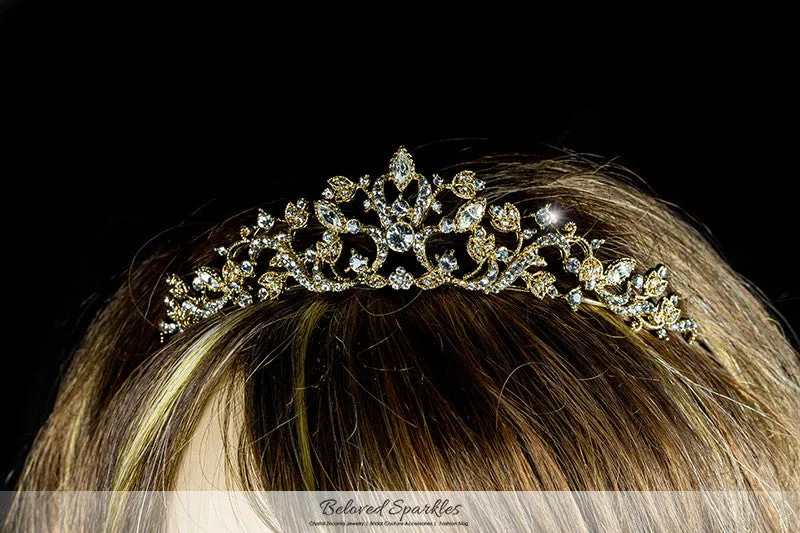 Nedda Art Deco Filigree Tiara | Gold | Swarovski Crystal